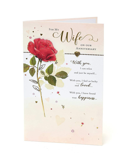 Wife Rose Wedding Lovely Verse New Luxury Anniversary Card