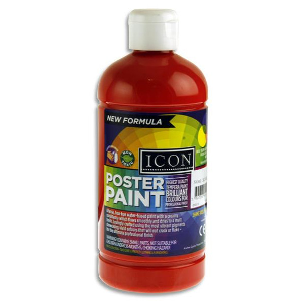 500ml Scarlet Red Poster Paint by Icon Art