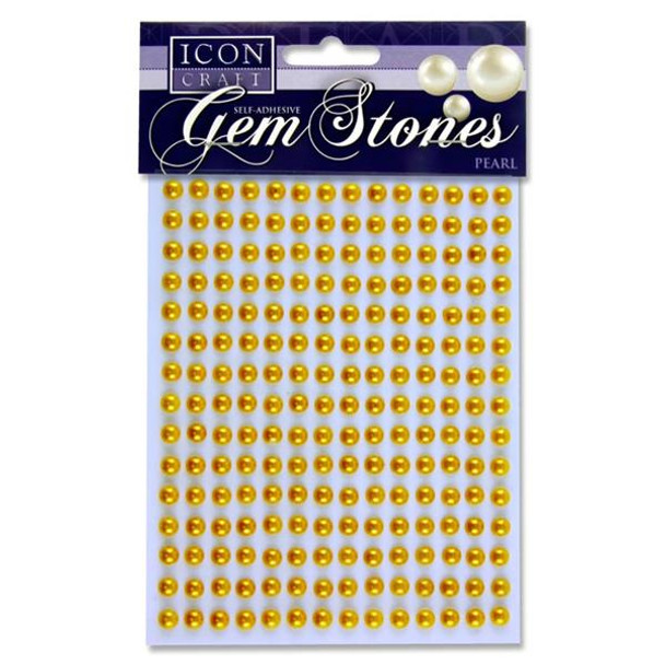 Pack of 210 Pearl Gold Self Adhesive 6mm Gem Stones by Icon Craft