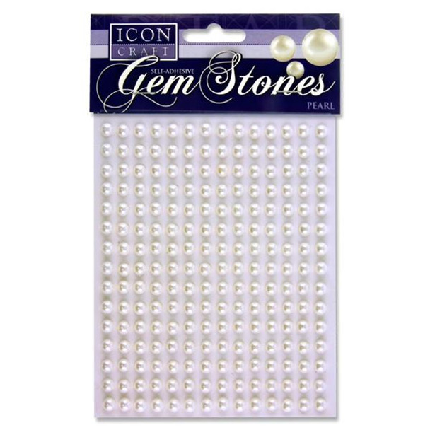 Pack of 210 Pearl White Self Adhesive 6mm Gem Stones by Icon Craft