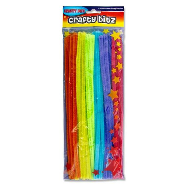 Pack of 42 12" Neon Coloured Chenille Pipe Cleaners Stems by Crafty Bitz