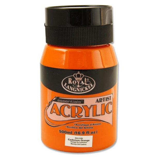 Cadmium Orange 500ml Essentials Acrylic Pot by Royal & Langnickel