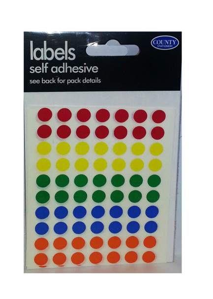 Pack of 350 8mm Diameter Coloured Self Adhesive Labels (C542)