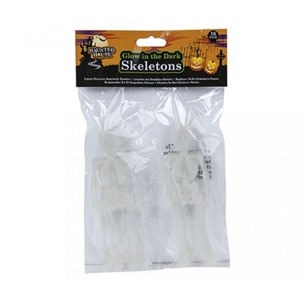 Pack of 16 Halloween Glow In The Dark Skeletons