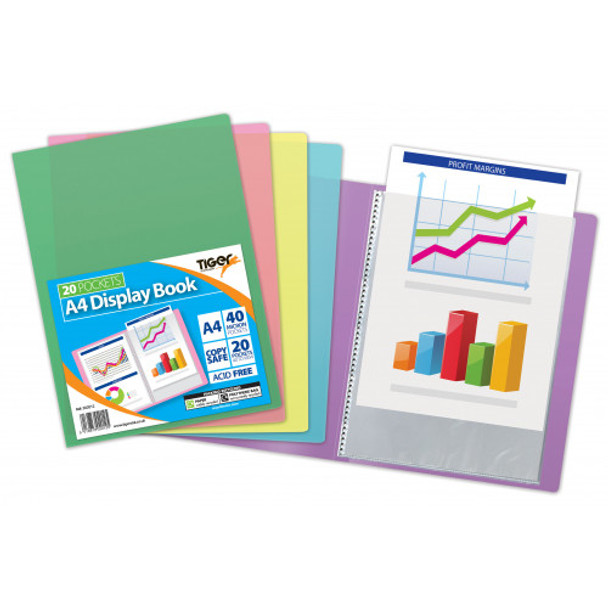  A4 20 Pocket Flexi Display Pastel Colours Book