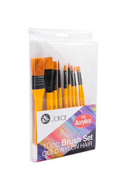 Gold Nylon Bristles Brush Set For Acrylic Paint