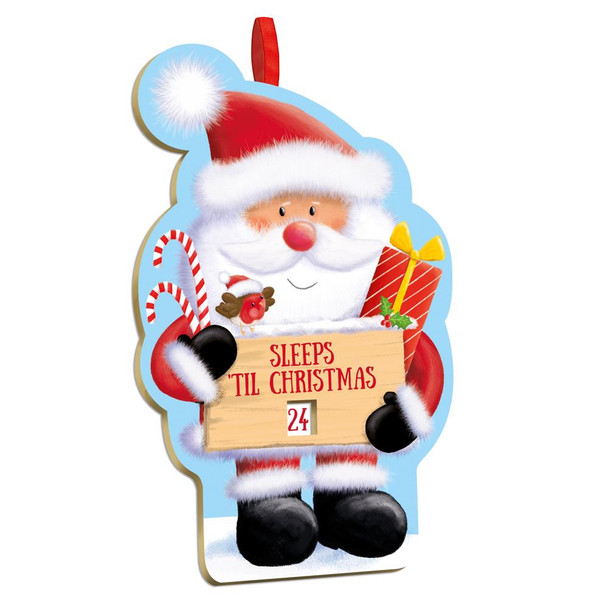 Santa Design Christmas Countdown Spinner Plaque
