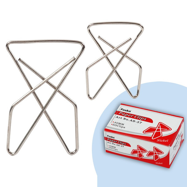 Pack of 50 Nickel Ideal Butterfly Shape 40mm Paper Clips