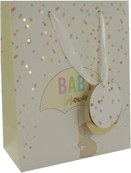 Pack of 12 Baby Shower Medium Gift Bags - White