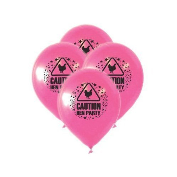 Pack of 75 Pink Party Balloons 23cm Caution Hen Party