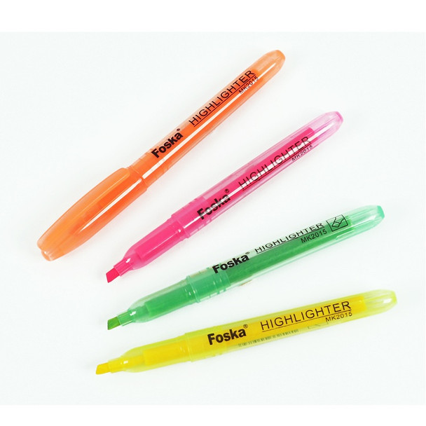 Pack of 12 Slim Yellow Highlighter Pens - Chisel Tip