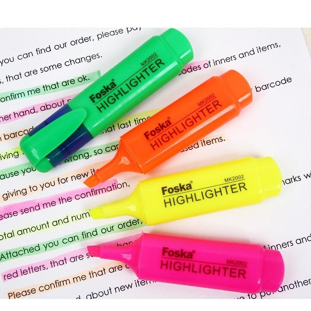 Pack of 10 Orange Coloured Highlighter Pens - Chisel Tip