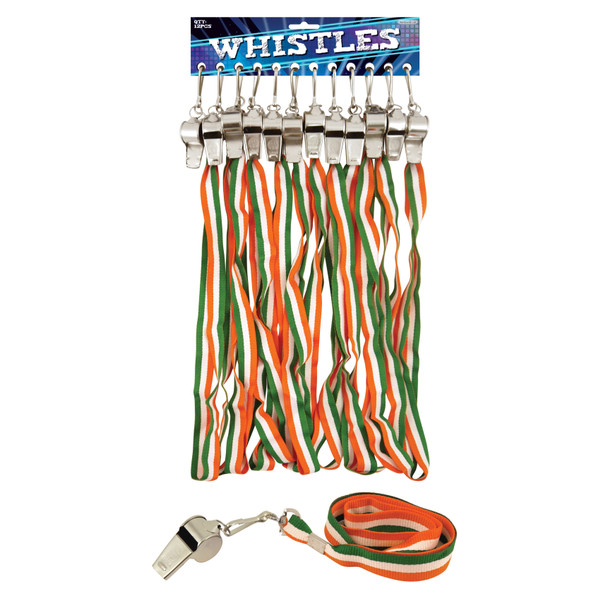 Pack of 12 Whistle Metal 5.5cm Cord Eire Ireland