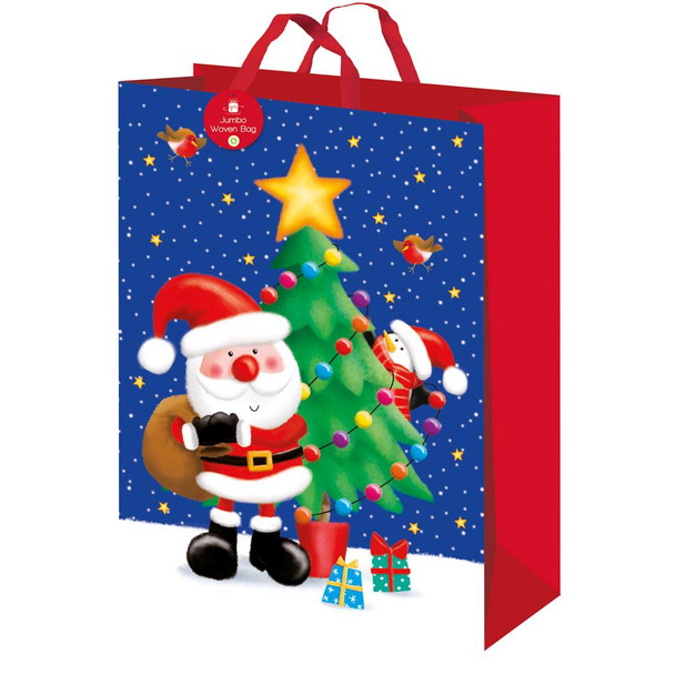 Pack of 6 Cute Santa & friends Design Jumbo Pp Woven Christmas Gift Bags