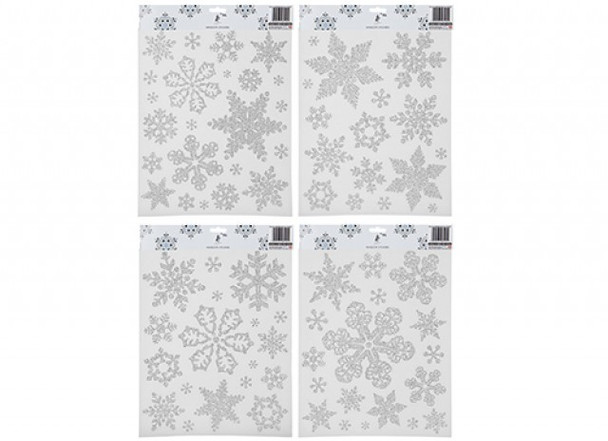 Christmas Decorations Silver Assorted Glitter Snowflake Stickers