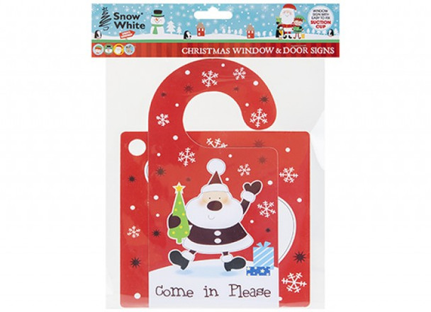 Pack of 2 Pieces Christmas Santa Stop Here Set With Suction Hook