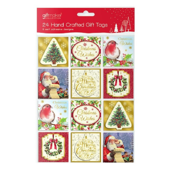 Pack of 24 Hand Crafted Traditional Christmas Gift Tags