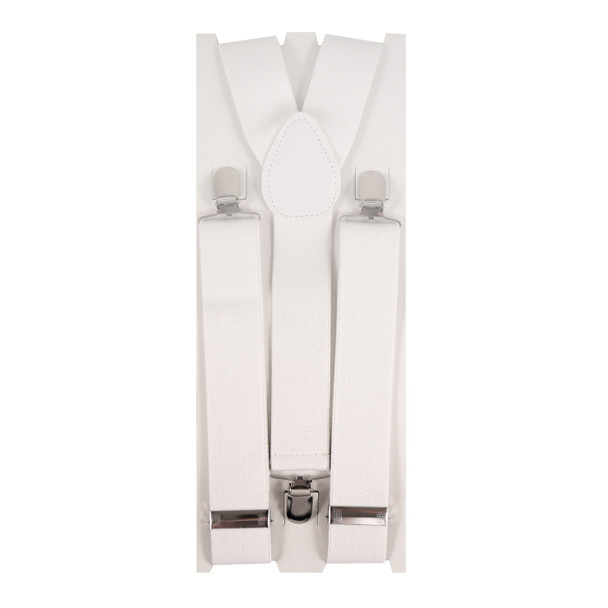 X Shape Trouser Braces White With Strong Metal Clip