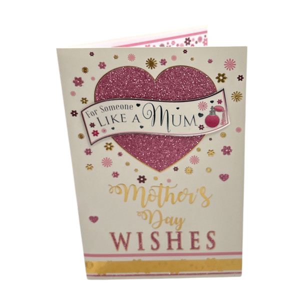 For Someone Like A Mum Glitter Heart Design Mother's Day Card
