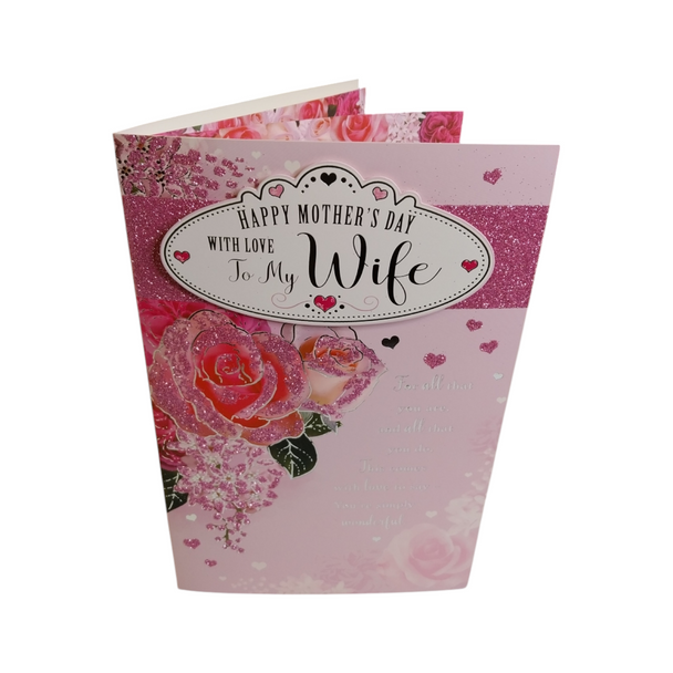 To My Wife Beautiful Roses Design Pink Mother's Day Card