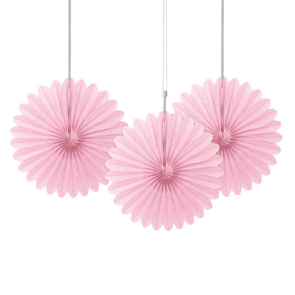 Pack of 3 Lovely Pink Solid 6" Tissue Paper Fans