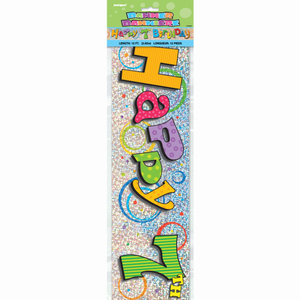 12ft Happy 7th Birthday Prism Banner