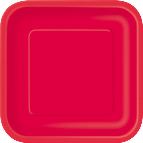 Pack of 14 Ruby Red 9 inch Square Plates