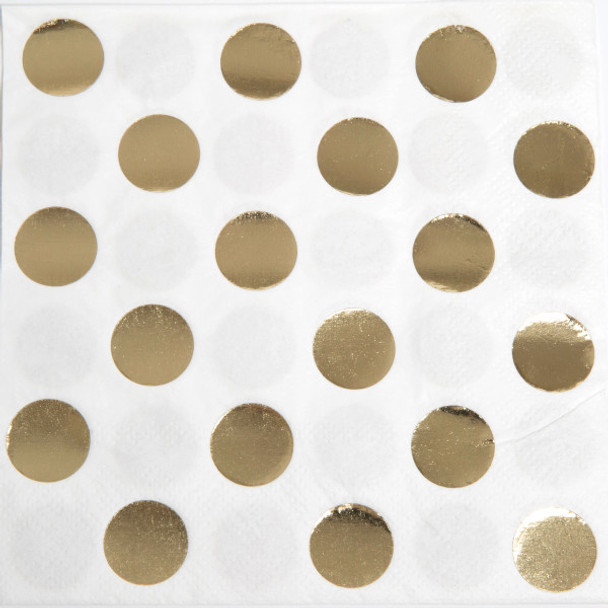 Pack of 16 Gold Foil Dots Stamped Beverage Napkins