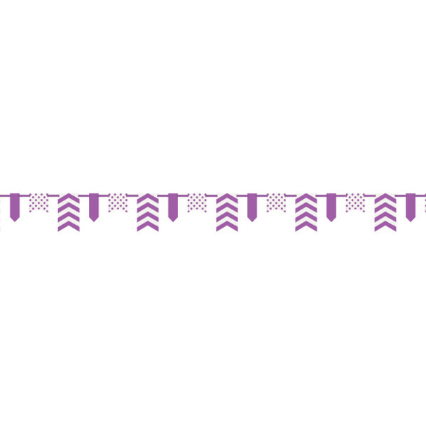 12ft Pretty Purple Dots & Stripes Paper Pennant Banner