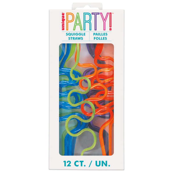 Pack of 12 Small Plastic Squiggle Straws 7.5"