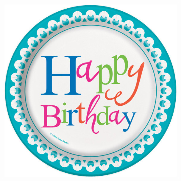 Pack of 8 Confetti Cake Birthday Round 7" Dessert Plates