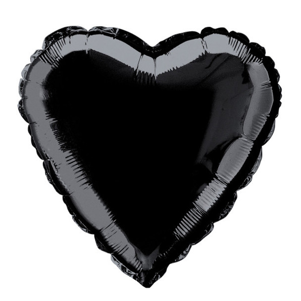 Black Solid Heart Foil Balloon 18"