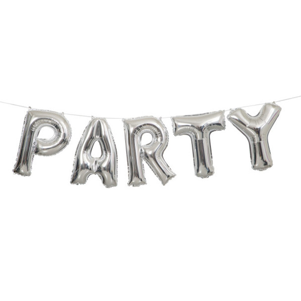 Silver Party Foil Letter Balloon Banner Kit, 14"