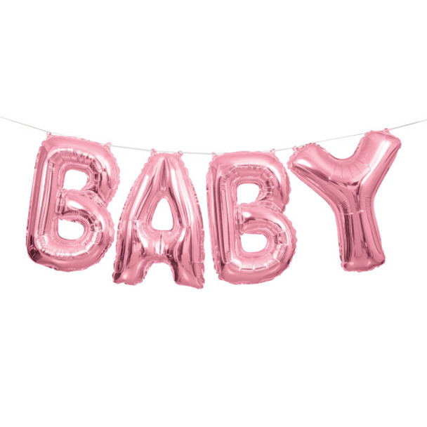 Pink Baby Foil Letter Balloon Banner Kit, 14"