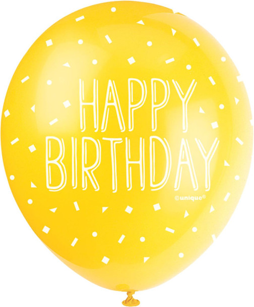 Pack of 5 Happy Birthday 12" Assorted Latex Balloons Pack of 5 Happy Birthday 12" Assorted Latex Balloons