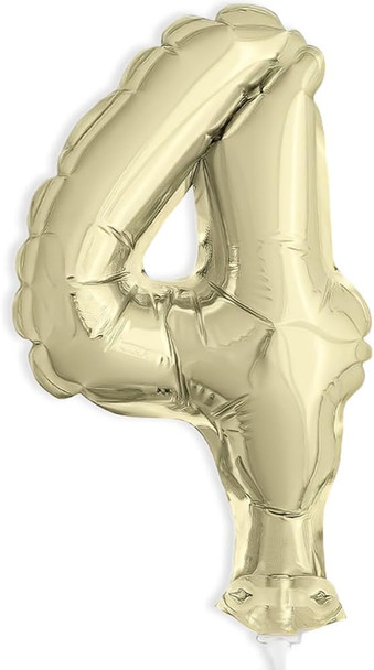 Gold Foil Number 4 Balloon Cake Topper 5"