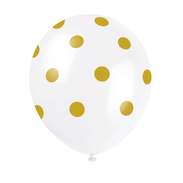 Pack of 6 Gold Dots 12" Latex Balloons