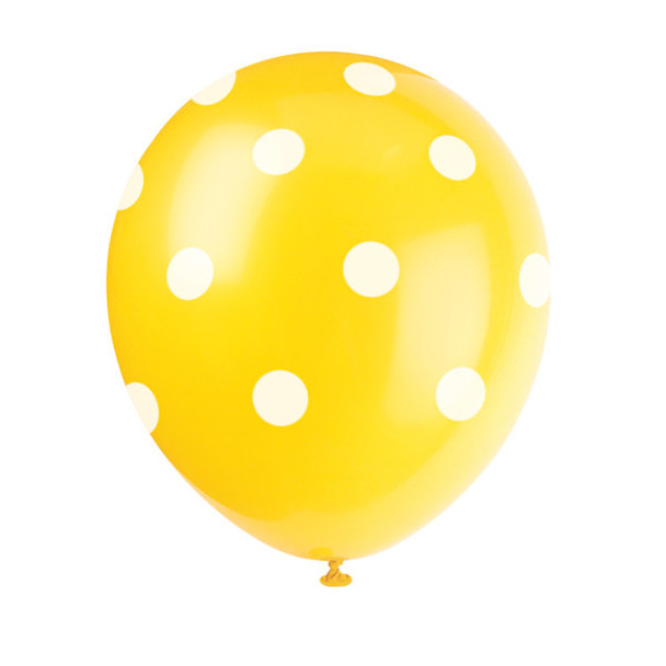 Pack of 6 Sunflower Yellow Dots 12" Latex Balloons