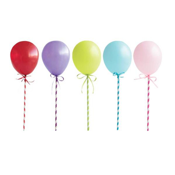 Pack of 5 Assorted Mini Balloon Stick Cake Toppers