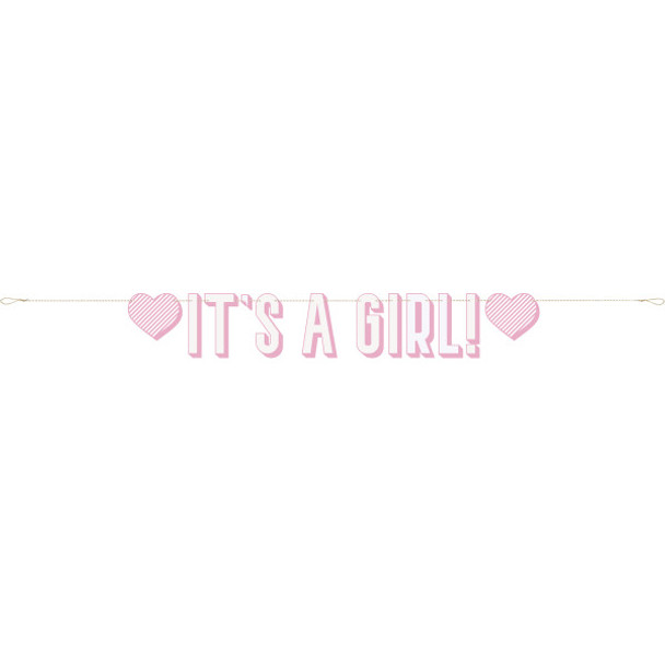 Pink "It's a Girl" Letter Banner