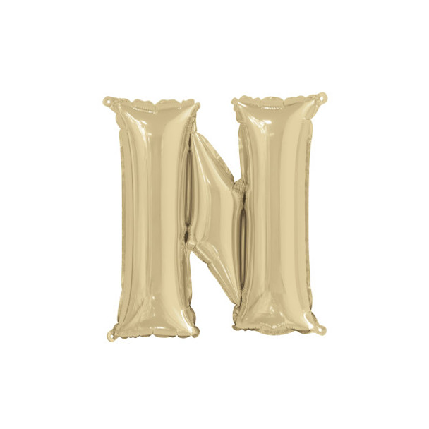 Gold Letter N Shaped Foil Balloon 14"