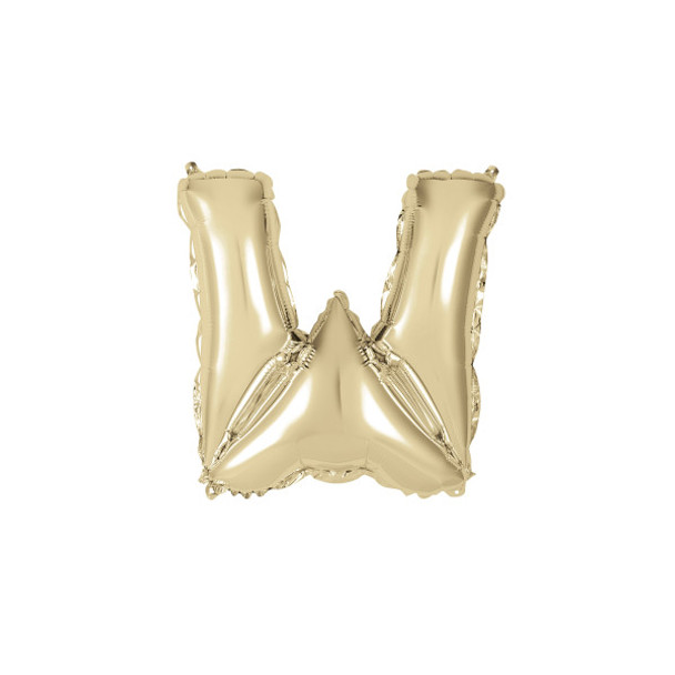 Gold Letter W Shaped Foil Balloon 14"