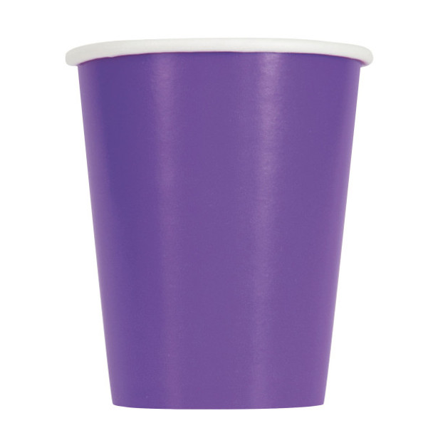 Pack of 14 Neon Purple Solid 9oz Paper Cups