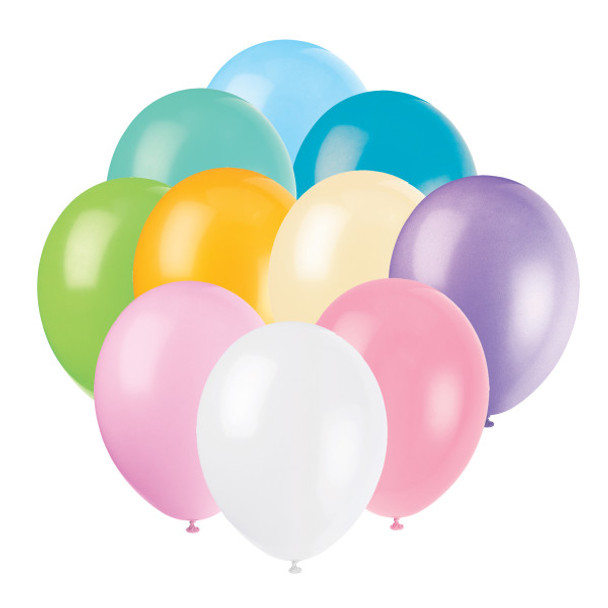 Pack of 10 Assorted Pastel Coloured 12" Premium Latex Balloons