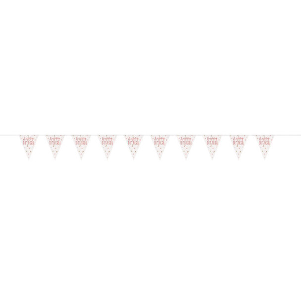 9ft Rose Gold Prismatic Plastic Flag Banner "Happy Birthday"