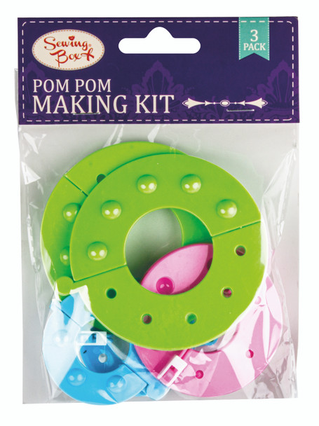 Pack of 3 Pom Pom Making Kit By Sewing Box