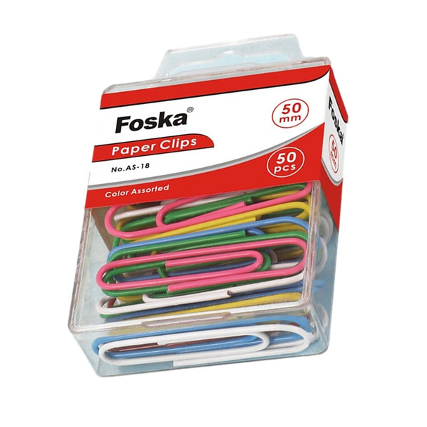 Pack of 100 Assorted Coloured Paper Clips 33mm