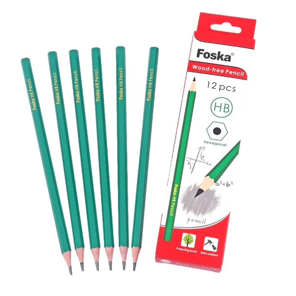 Pack of 12 7'' Wood-Free Flexible Plastic Sharpened HB Pencils