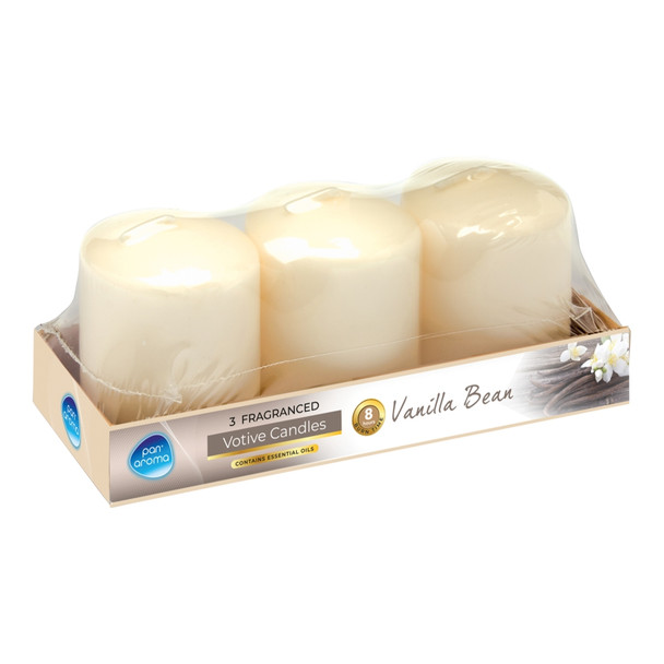 Set Of 3 Vanilla Bean Fragrance Votive Candles