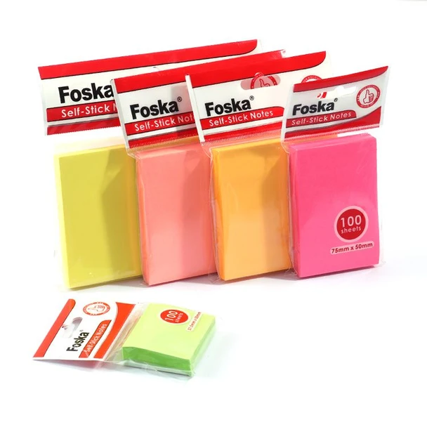 100 Sheets Fluorescent Yellow Color Sticky Notes 37.5x50mm